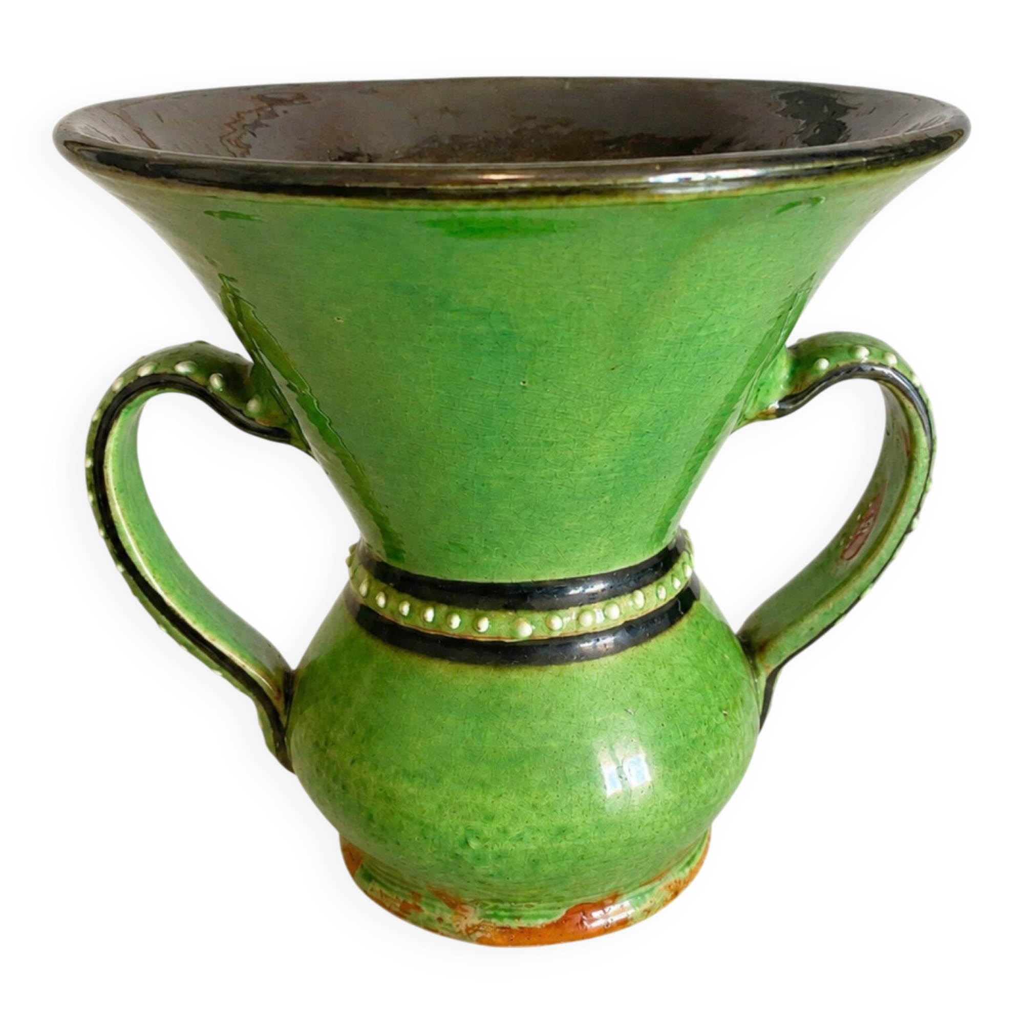 Vase en terre cuite émaillé vert