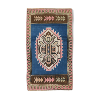 Tapis de porte bleu vintage turc