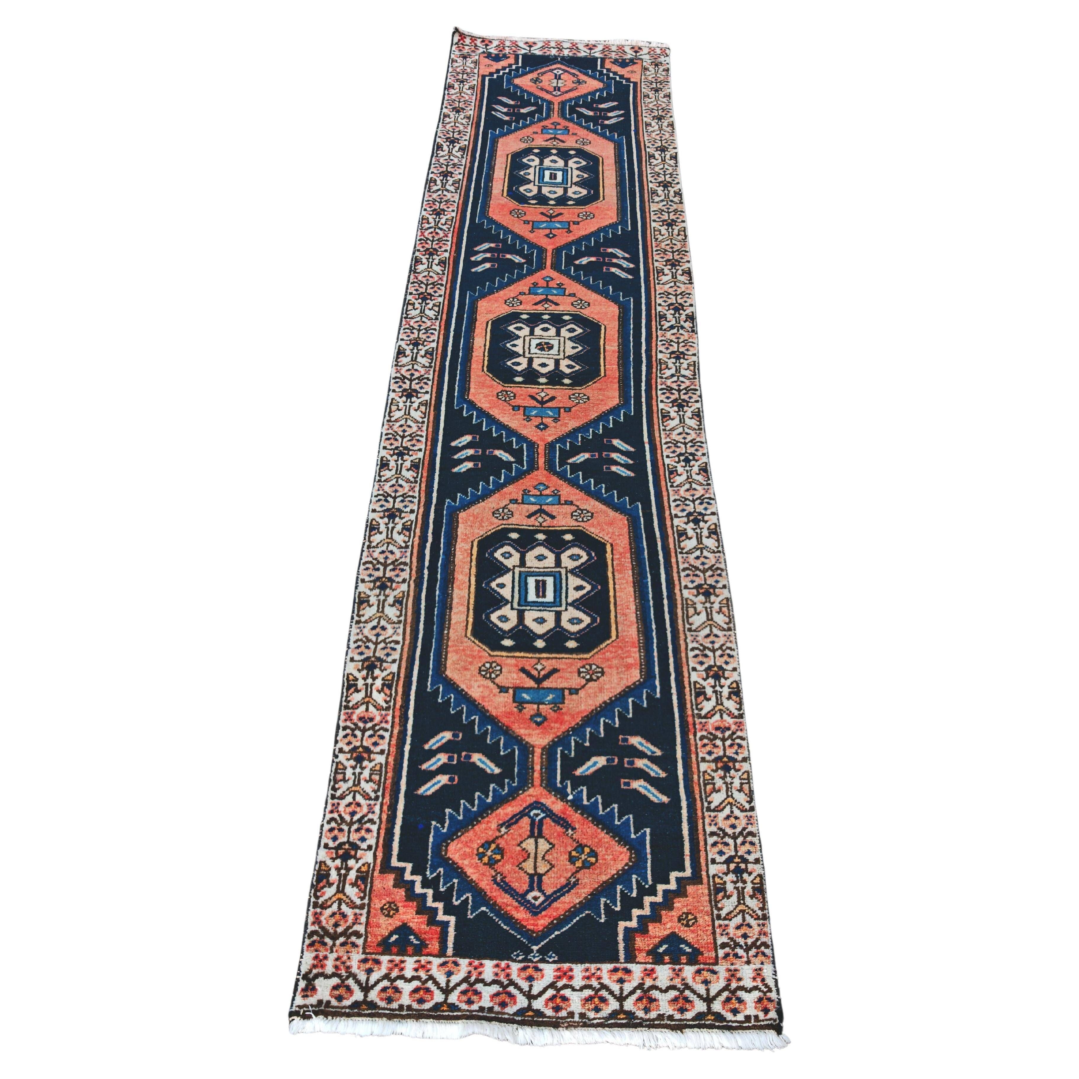 Vintage Anatolian runner rug in wool from the 1950s.
