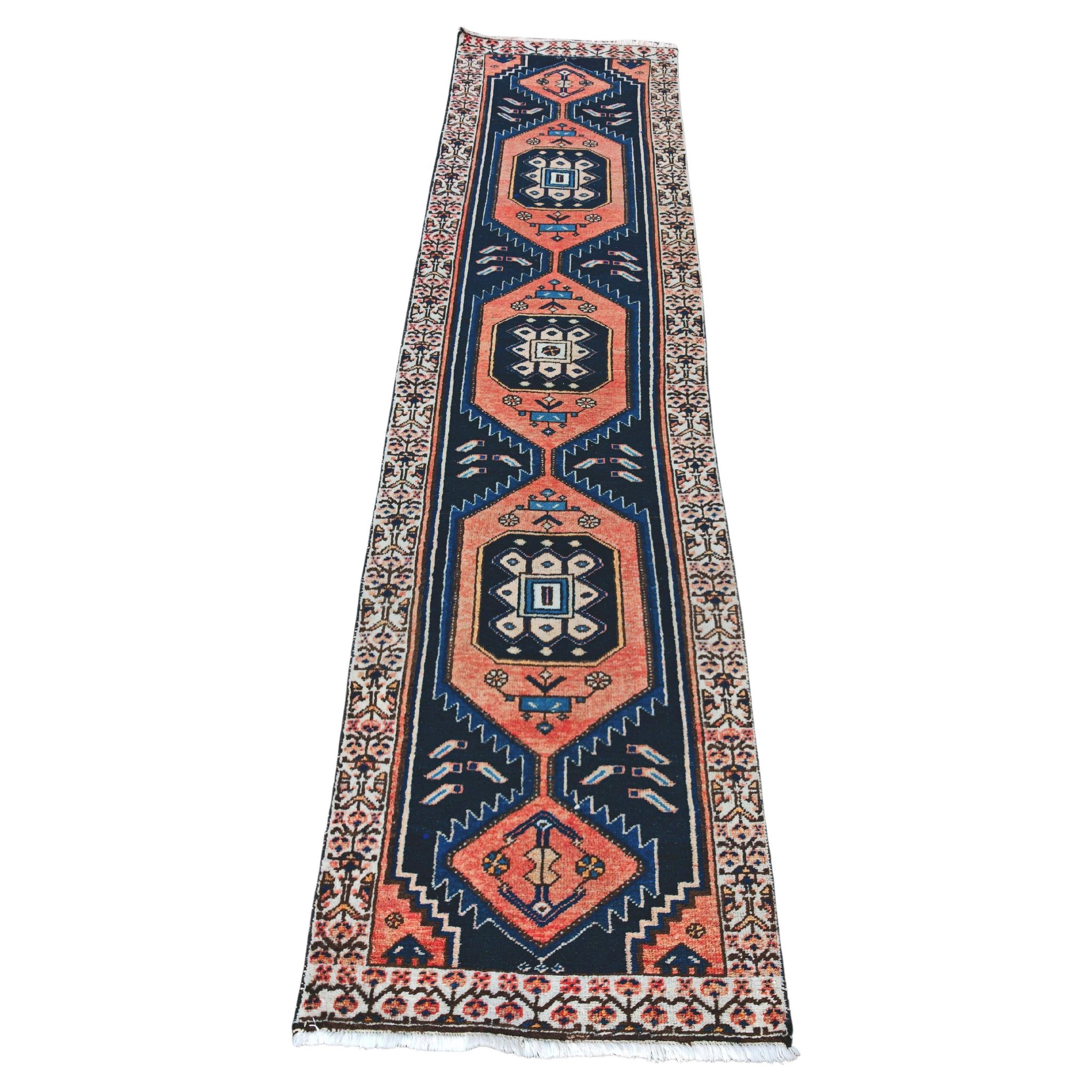 Vintage Anatolian runner rug in wool from the 1950s.