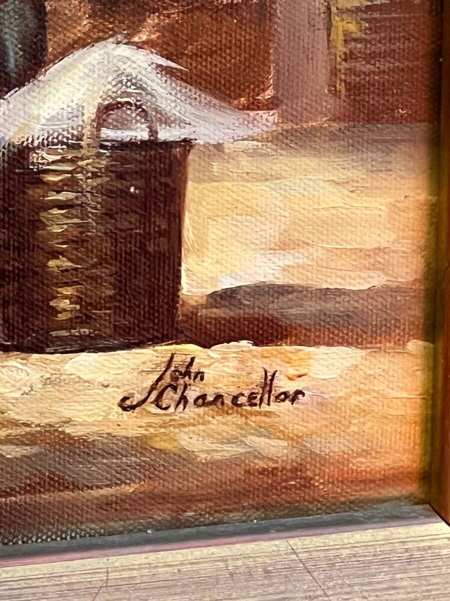 John Russel Chancellor (1925-1984) rare on the market, oil on canvas, marine, boats