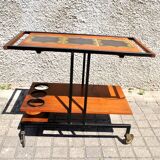 DESIGN BAR table on wheels Serving trolley ceramic metal and wood 1960-1970
