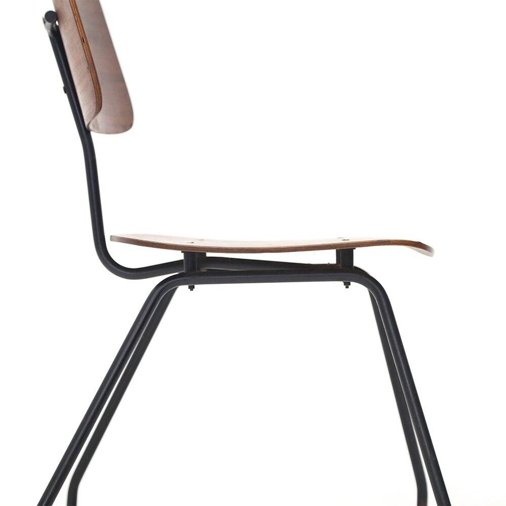 Curved plywood and metal chair, 1950s, set of 4