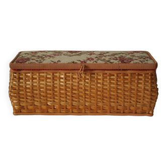 Vintage Czech wicker rectangular sewing case