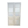 Double porte d'intérieur vitrée en sapin du début XXème - 2m44 x 1m48