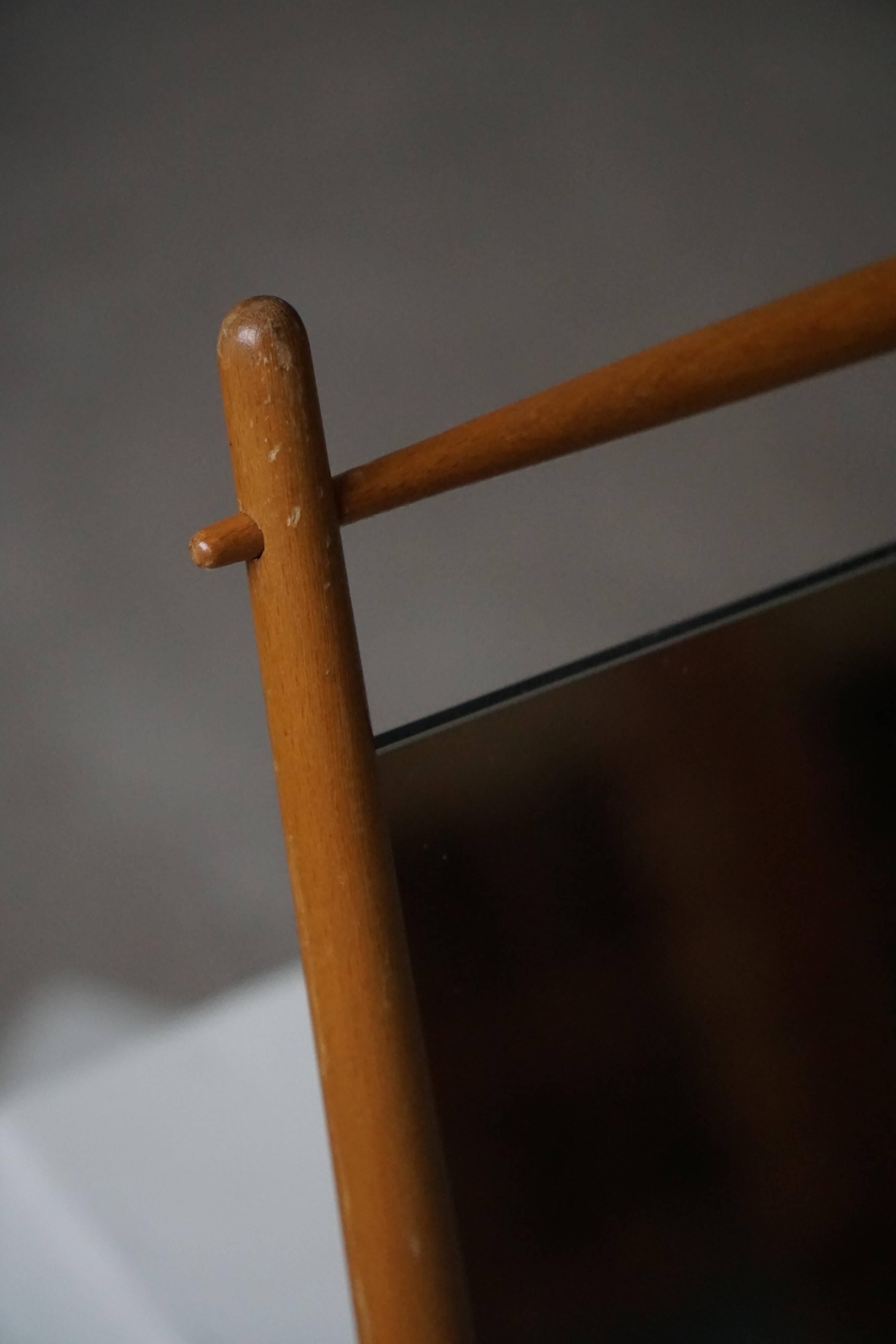 Mid-century Scandinavian floor mirror in wood, 1950–1960