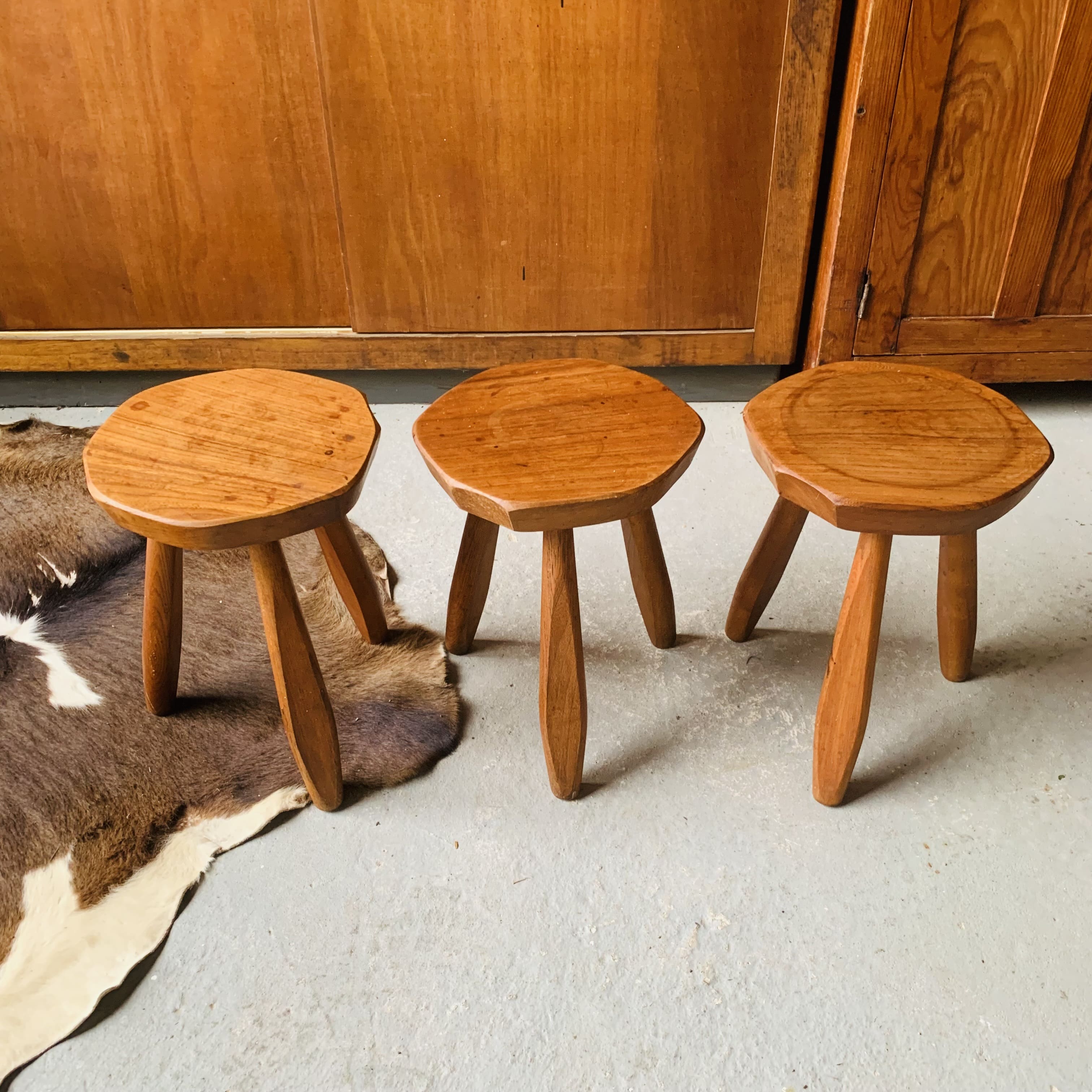 Set of 3 stools, brutalist current