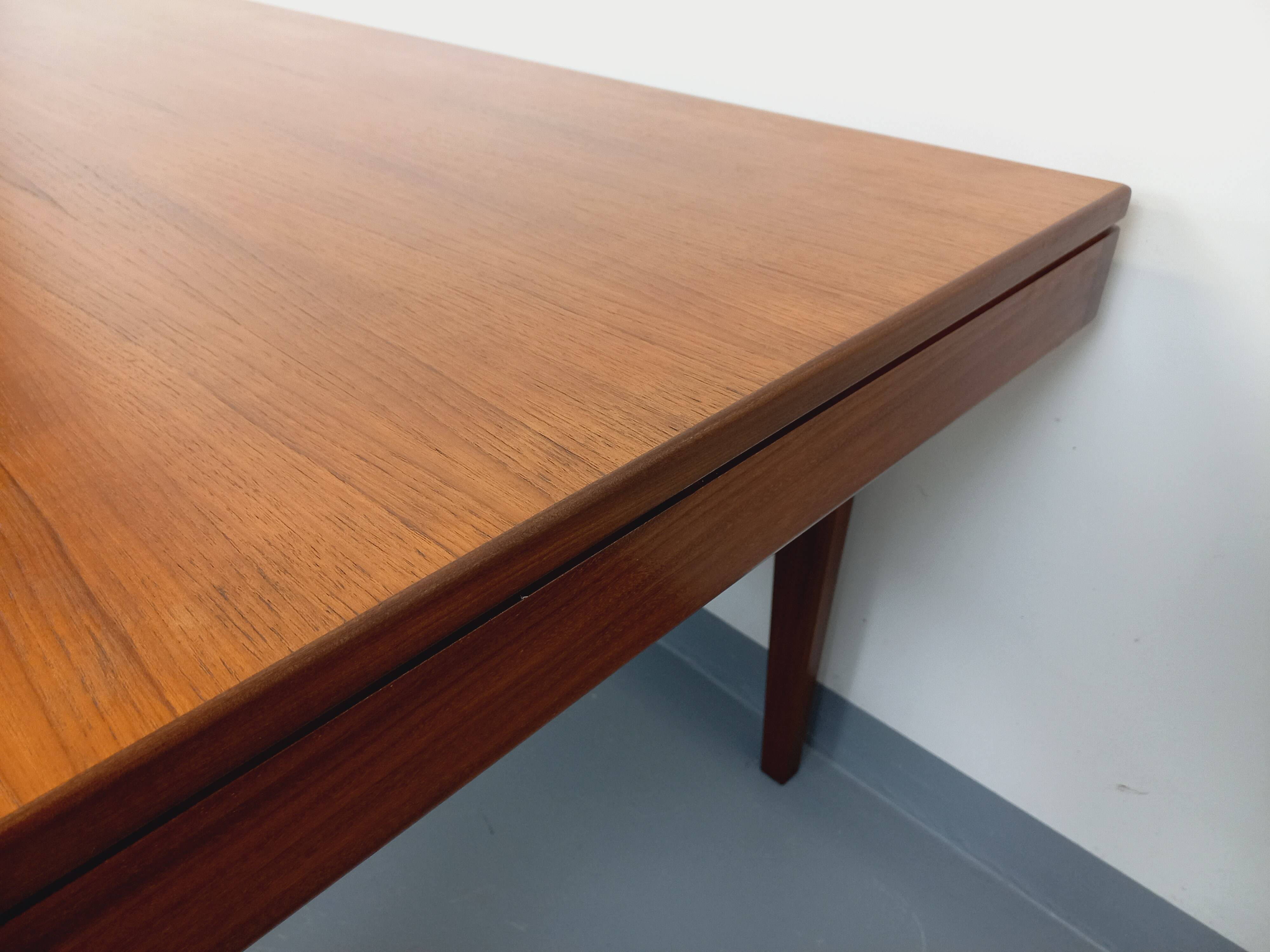 Vintage Scandinavian 50s 60s teak dining table with extension