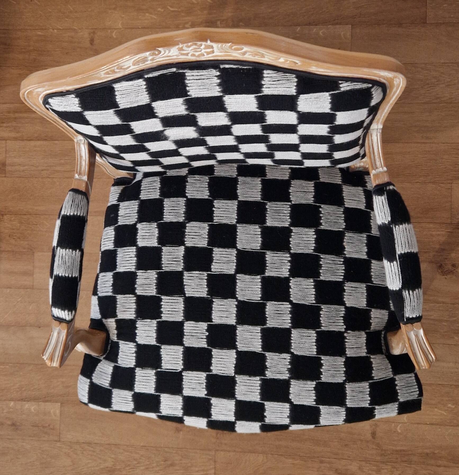 Louis XV style checkerboard armchair