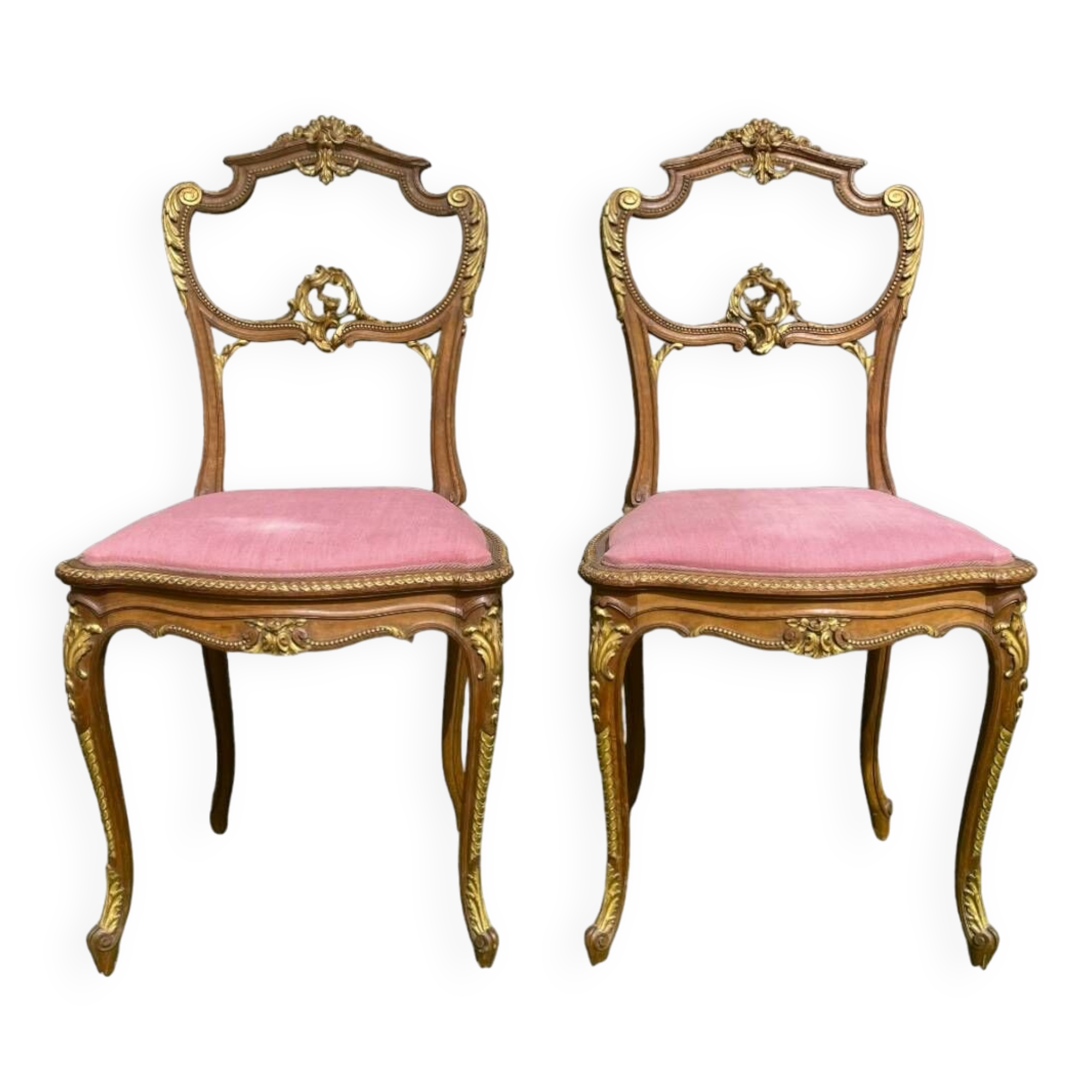 Pair of Louis XV Style Mahogany Chairs