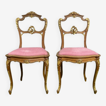 Pair of Louis XV Style Mahogany Chairs