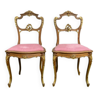 Pair of Louis XV Style Mahogany Chairs