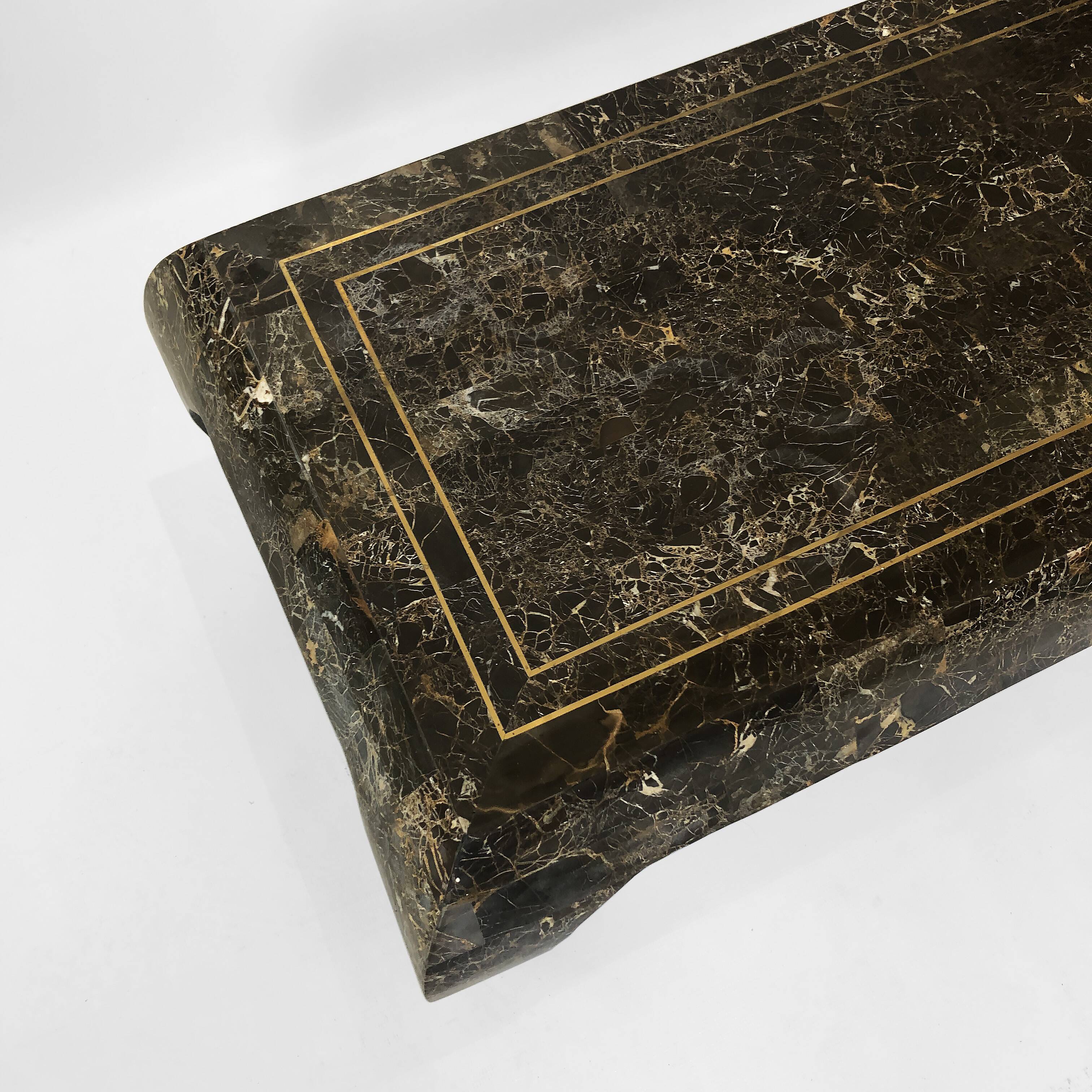 Maitland smith tessellated marble coffee table 1980s vintage usa rare emperador 1970s