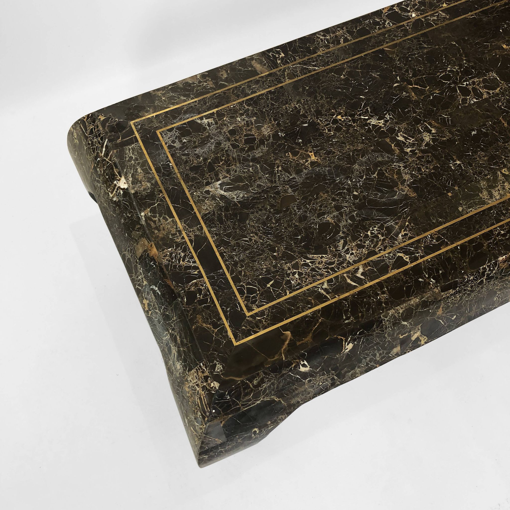 Maitland smith tessellated marble coffee table 1980s vintage usa rare emperador 1970s