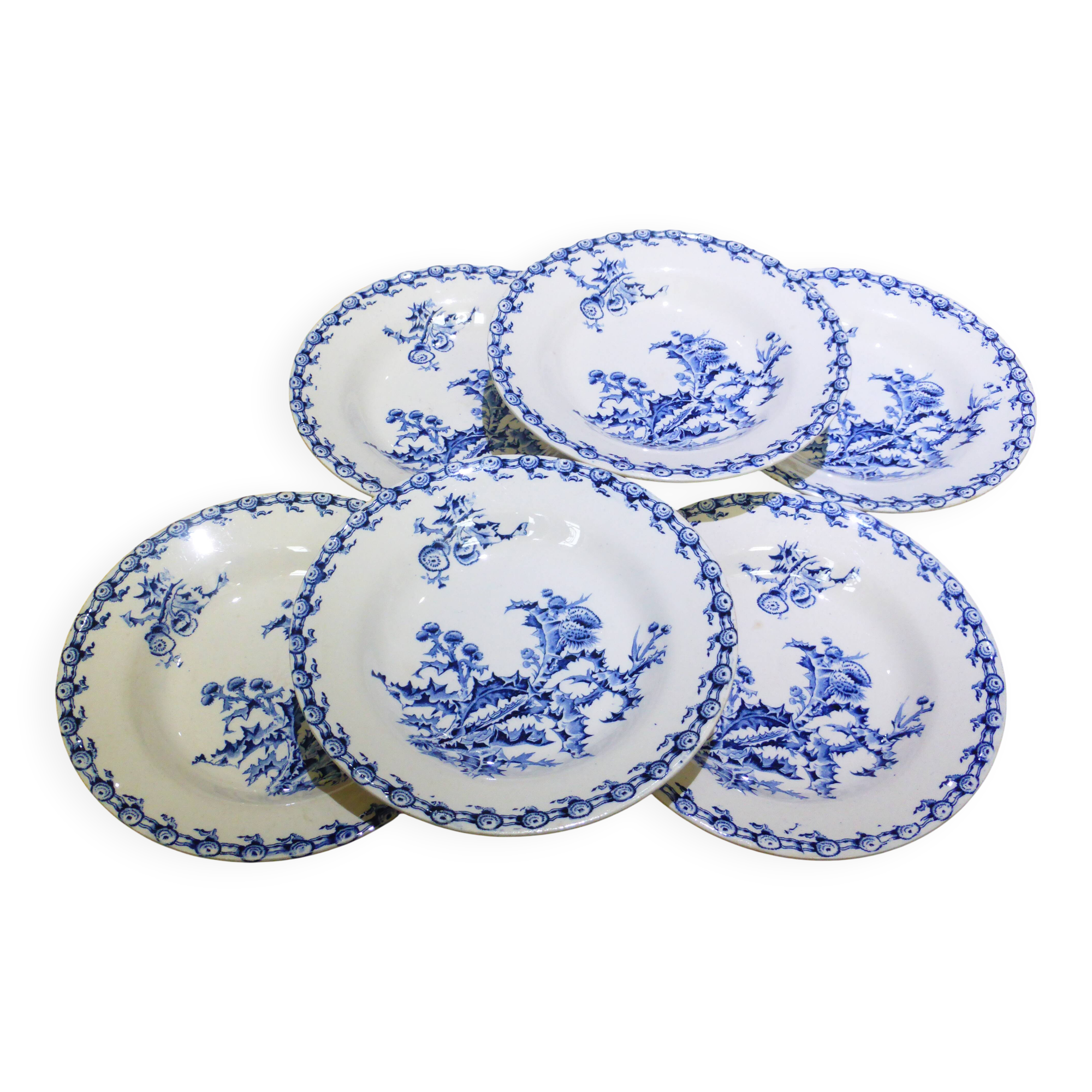 6 Gien Chardons soup plates (12)