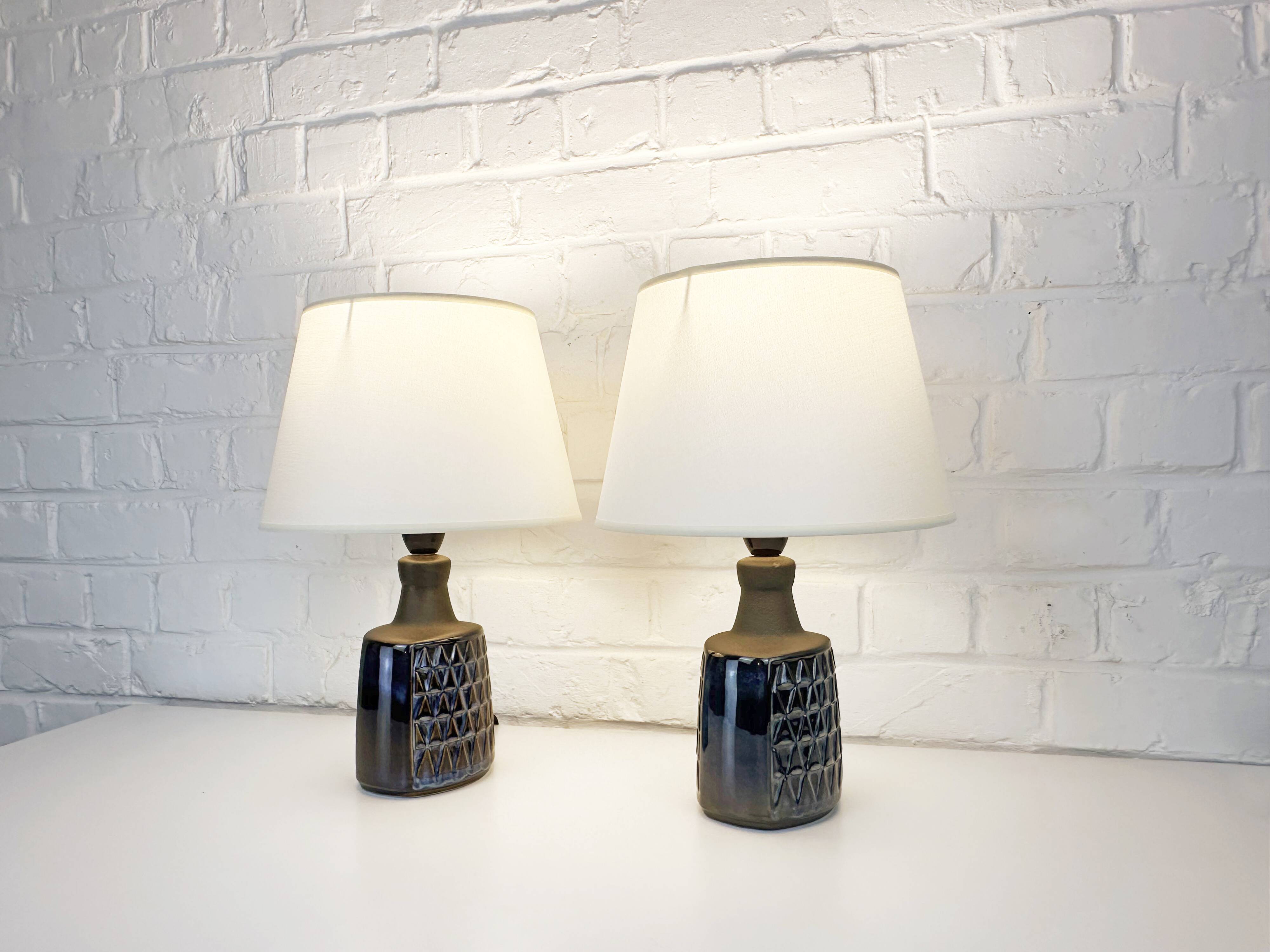 Paire de petites lampes en grès bleu Søholm par Einar Johansen Danemark