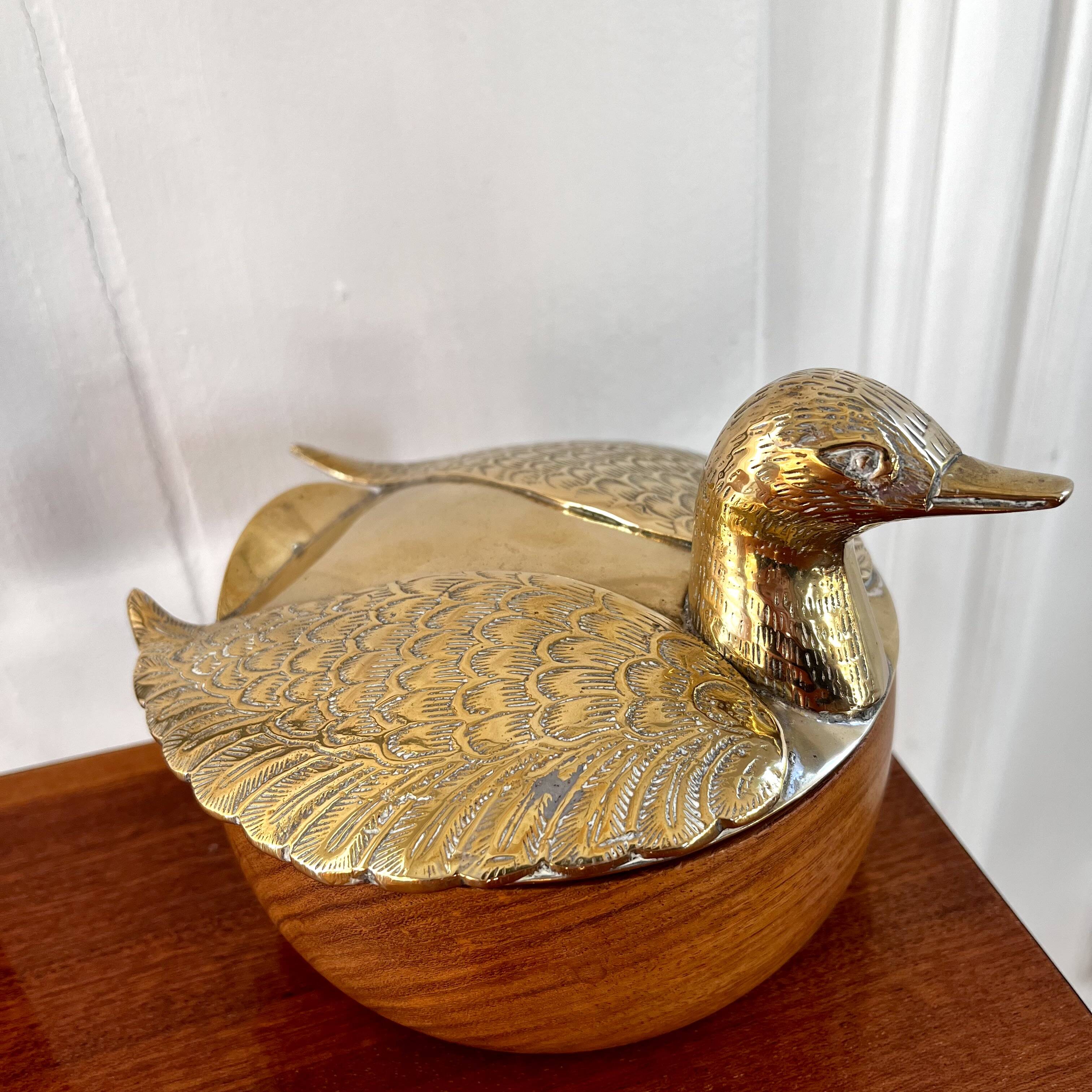 Brass duck wooden box