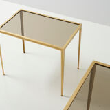 Set of Two Side Tables with a Brass Frame - 1960's