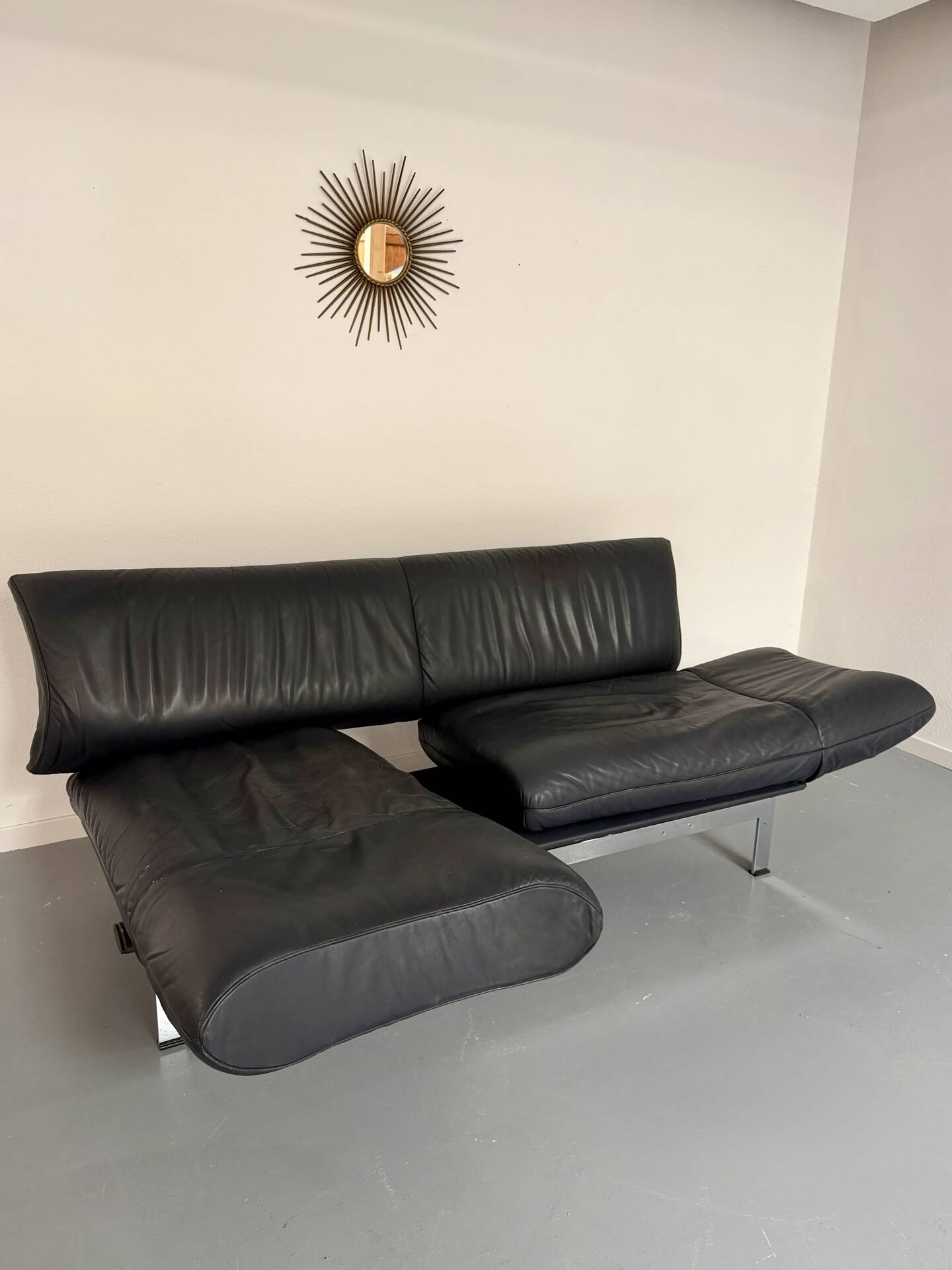 De Sede DS 140 midnight blue 3-seater vintage leather sofa 1980s design