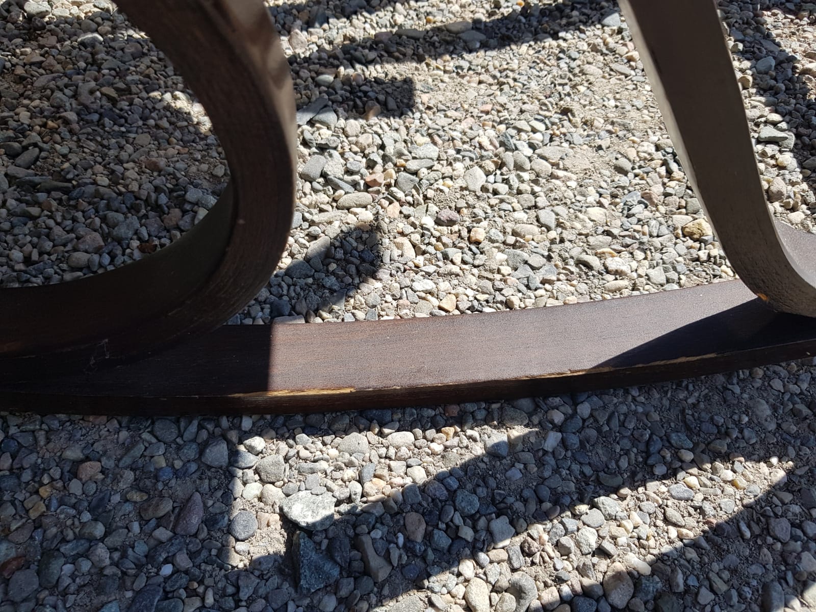 Rocking-chair vintage western wood and brown leather