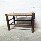 Wooden foot stool and straw