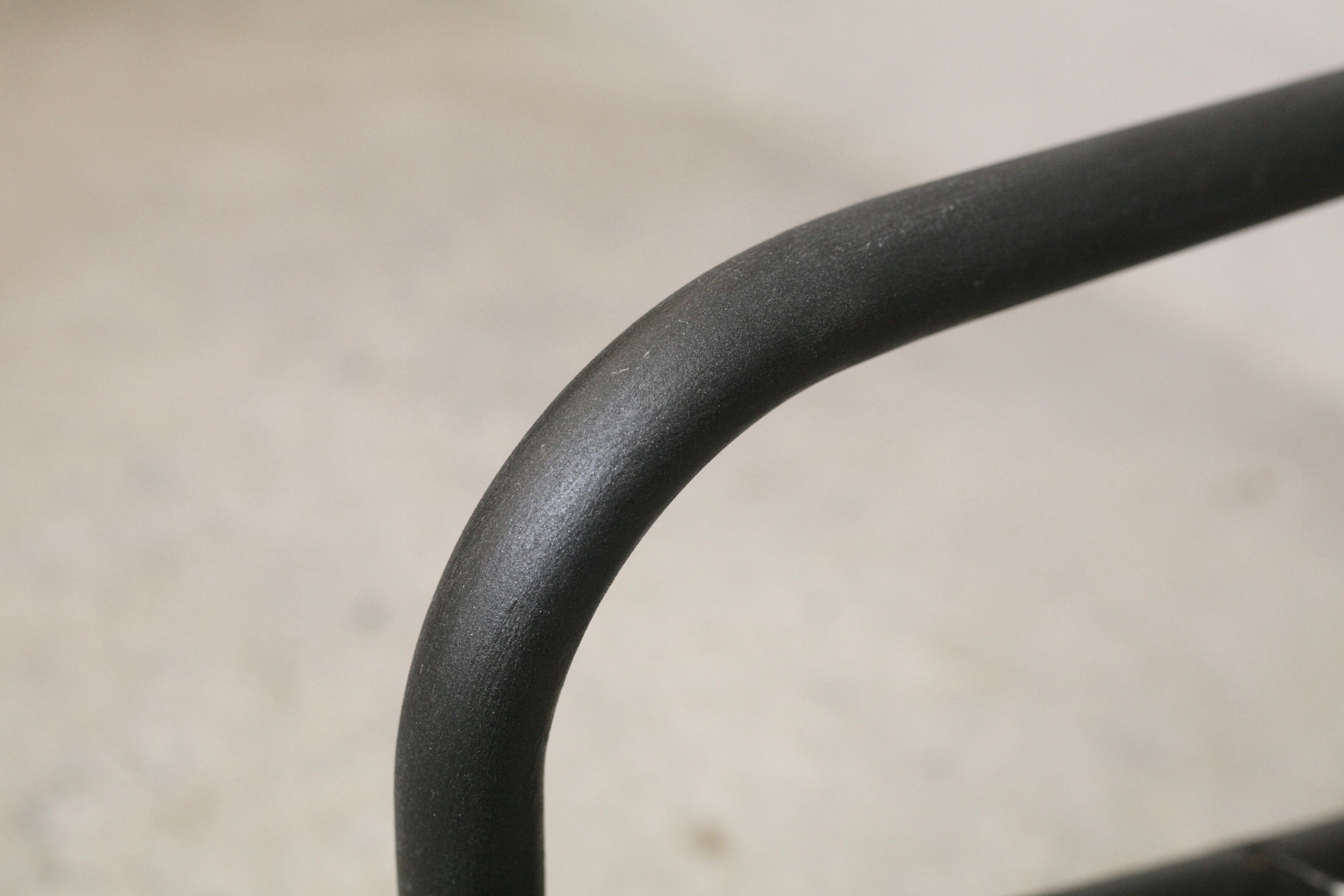 Pair of Prisunic edition armchairs, tubular steel and foam cushions, France, 1973