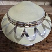 Vintage table lamp Globe saucer in frosted yellow glass with a trim.