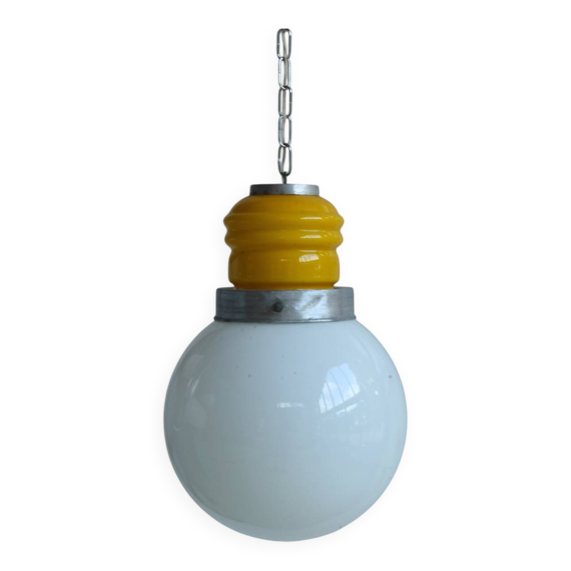 Murano glass "bulb" in yellow and white, space age, Italy 1960s