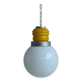 Murano glass "bulb" in yellow and white, space age, Italy 1960s