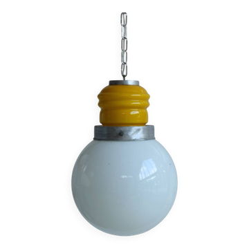 Murano glass "bulb" in yellow and white, space age, Italy 1960s