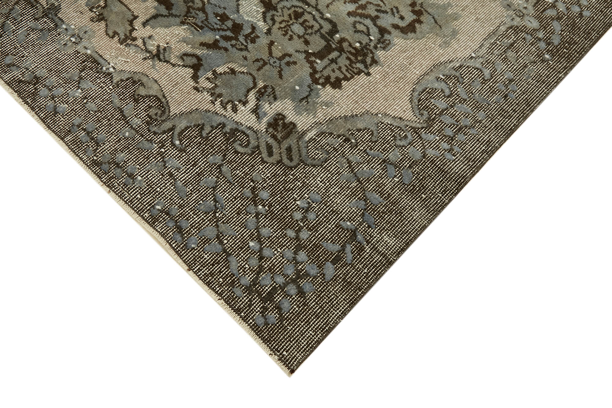 Hand-Knotted Carved Anatolian 1970s 186 cm x 292 cm Grey Carpet