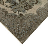 Hand-Knotted Carved Anatolian 1970s 186 cm x 292 cm Grey Carpet