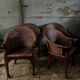 4 fauteuils en rotin foncé