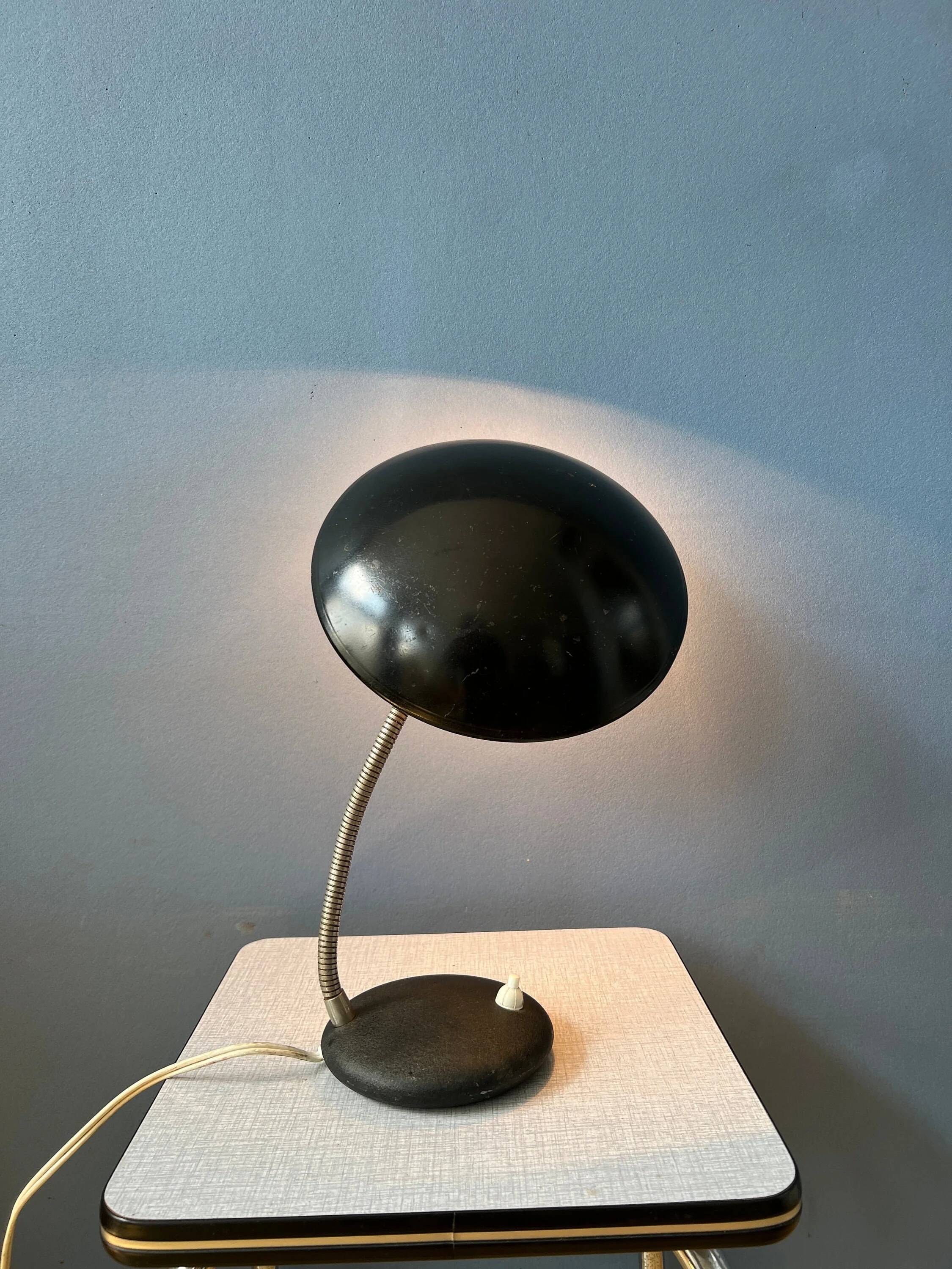 Small black metal desk lamp in Bauhaus style.