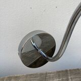 Wall lamp in silver metal and white glass