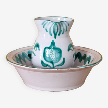 Fajalauza ceramic jug and Lebrillo bowl Spain 60s