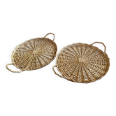 Set of 2 wicker trays