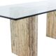 Console, or desk, in glass and travertine. 1980s.