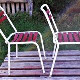 Duo of chairs Tolix sitting wood