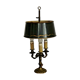 French empire style brass bouillotte table lamp green crackle effect shade