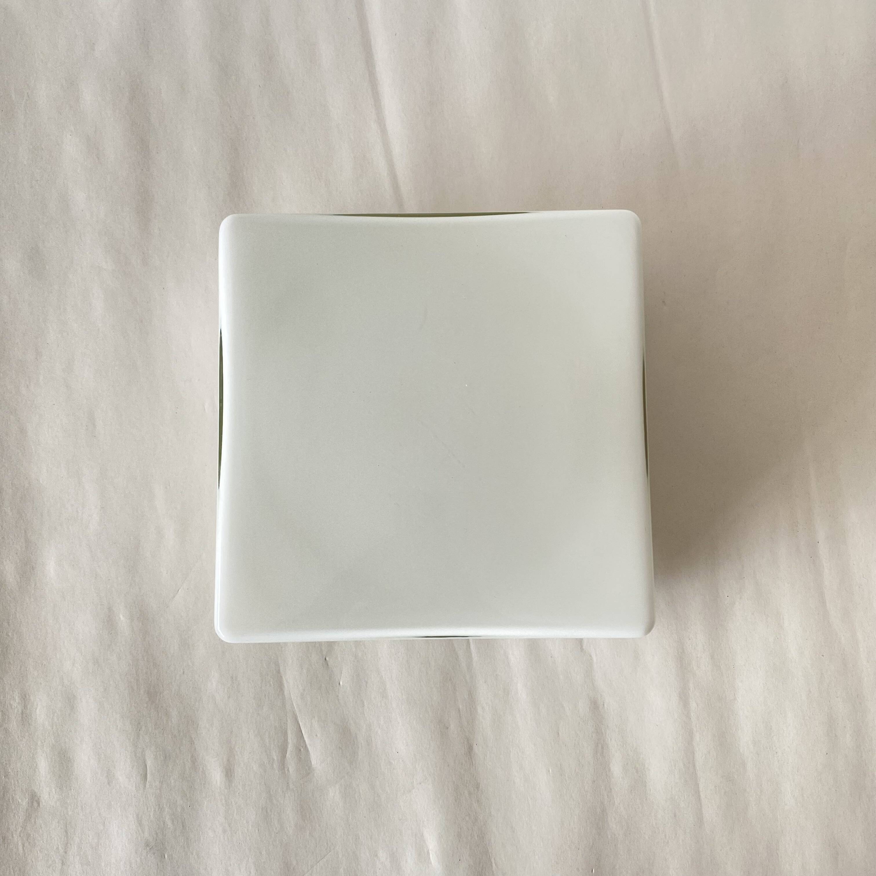Square opaline wall and ceiling light 19 cm white glass 1960