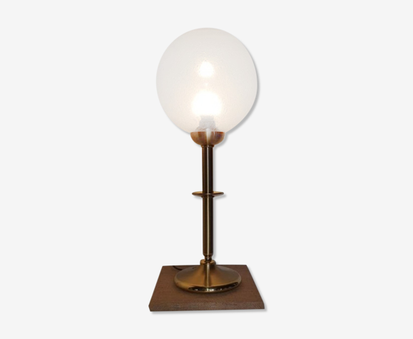 Lampe doré et verre bullé 1980