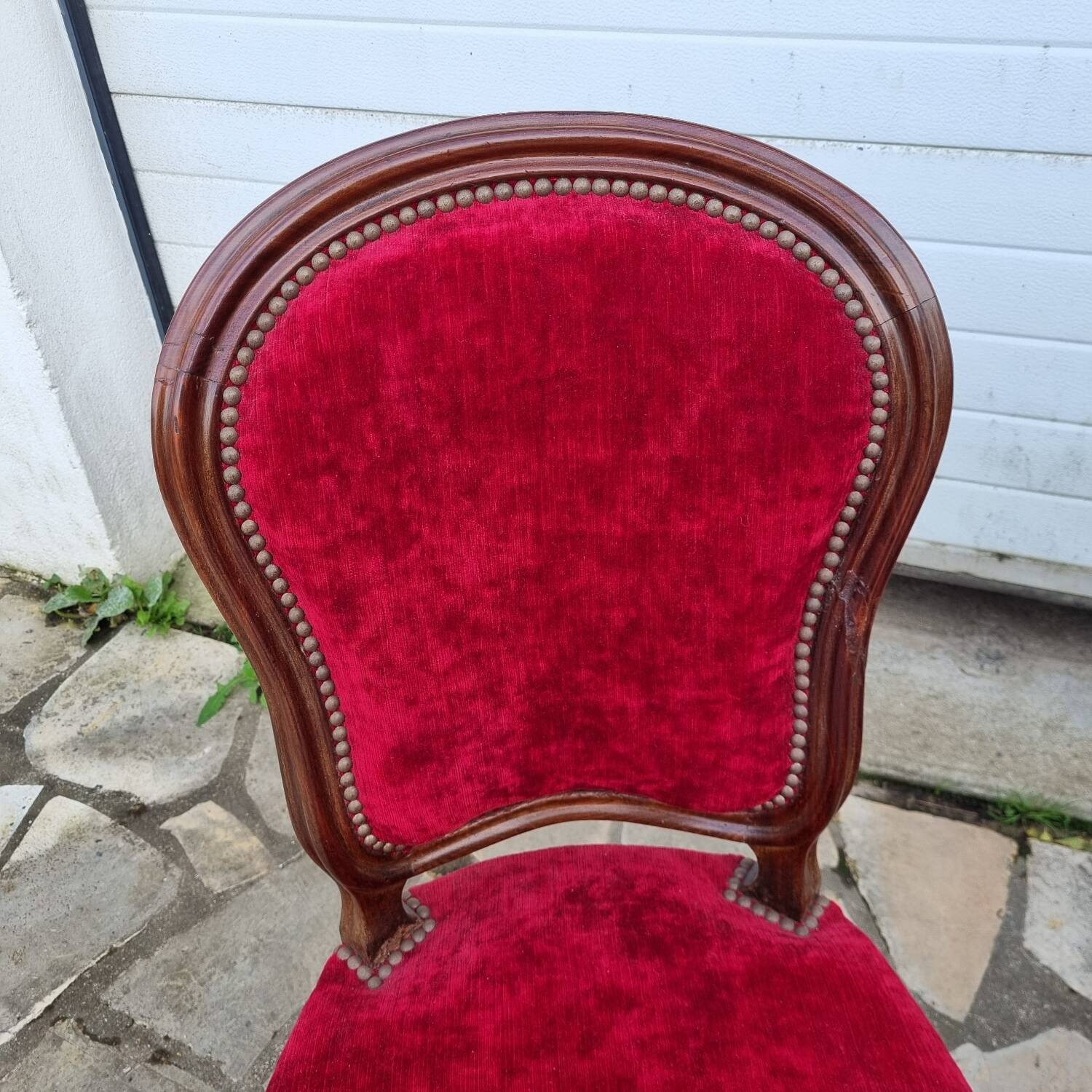 Louis XX chairs, walnut & red velvet
