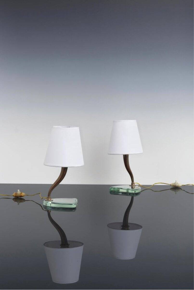 Table Lamps in Crystal and Brass by Emilio Lancia, 1930s