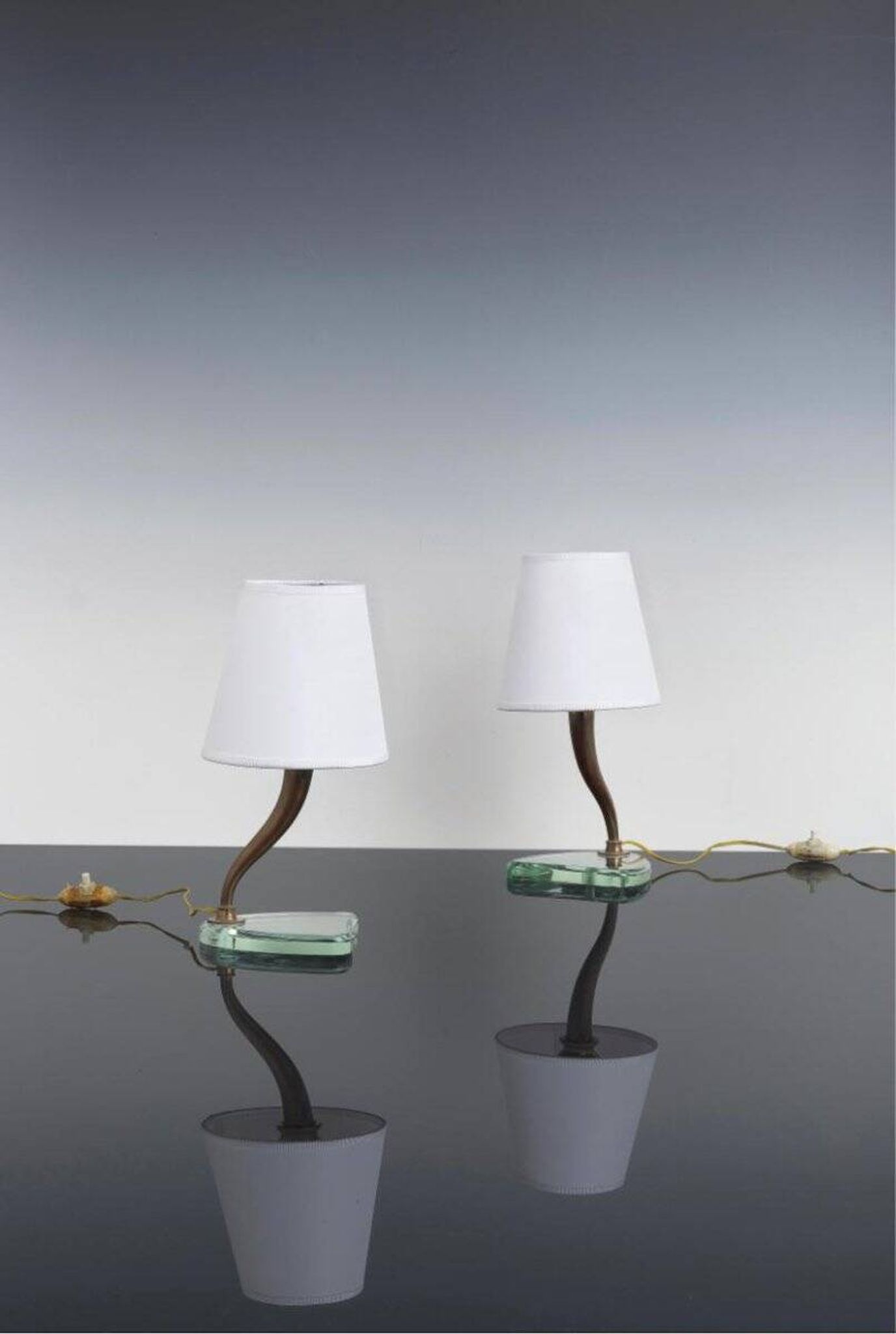 Table Lamps in Crystal and Brass by Emilio Lancia, 1930s