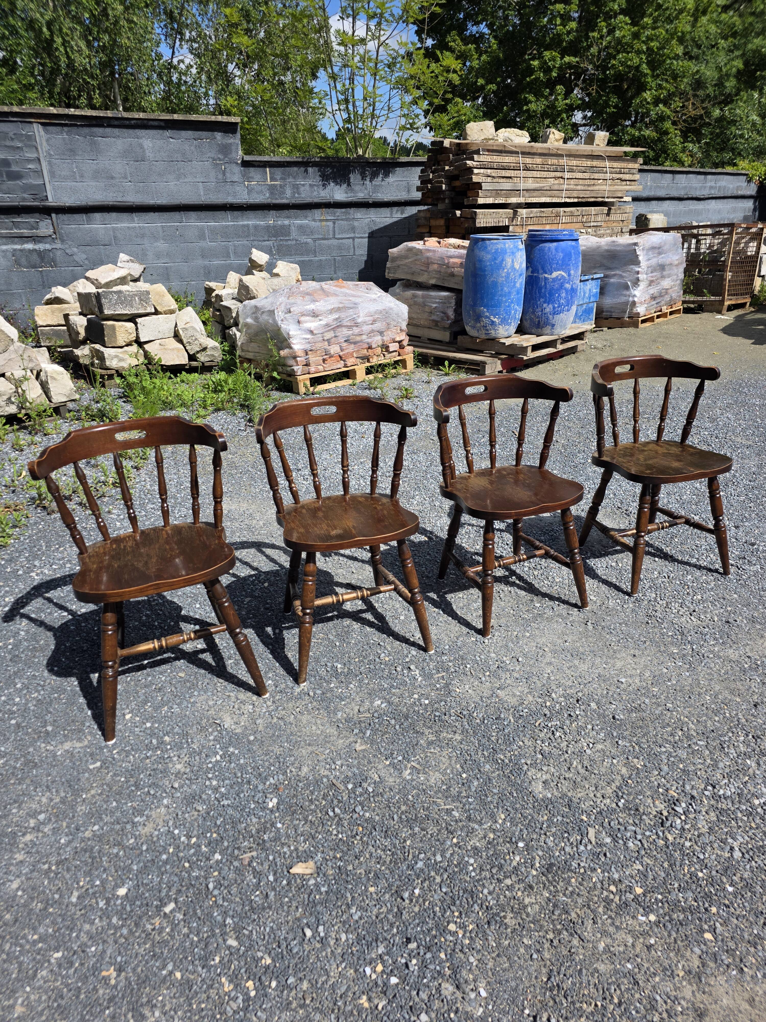 4 fauteuils bistrot style western en hêtre