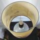 Vintage ceramic lamp signed & hand-painted silk shade 70s