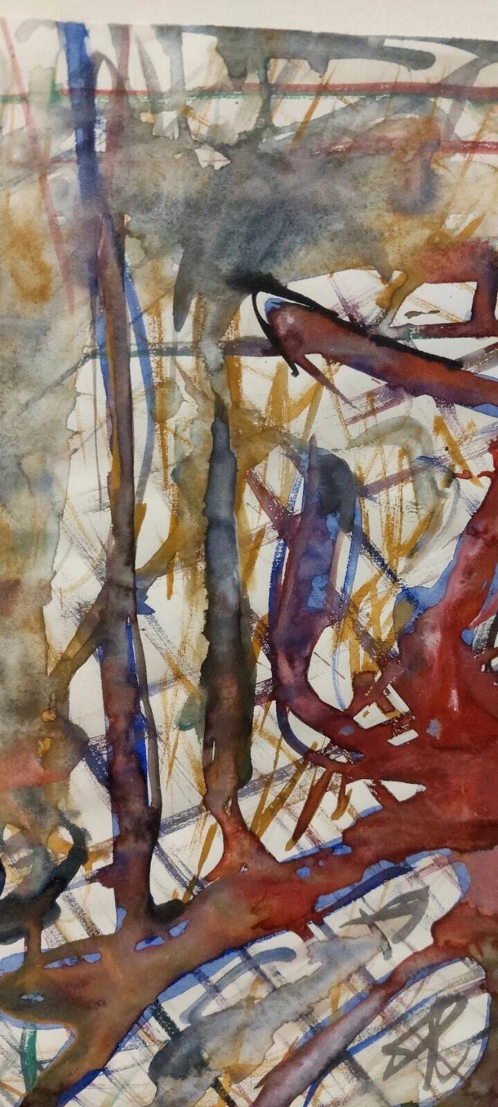 Abstract painting Rulo 1967 paper frame