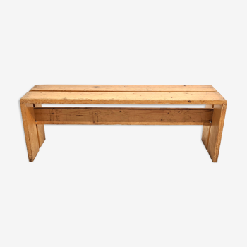 Charlotte Perriand pine wood bench for Les Arcs