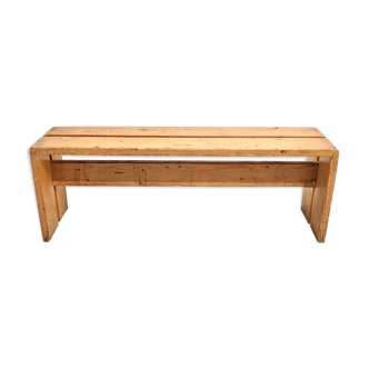 Charlotte Perriand pine wood bench for Les Arcs